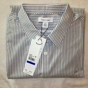 🟢 2 for $15 NWT Gray/White Stripe Button Down XL